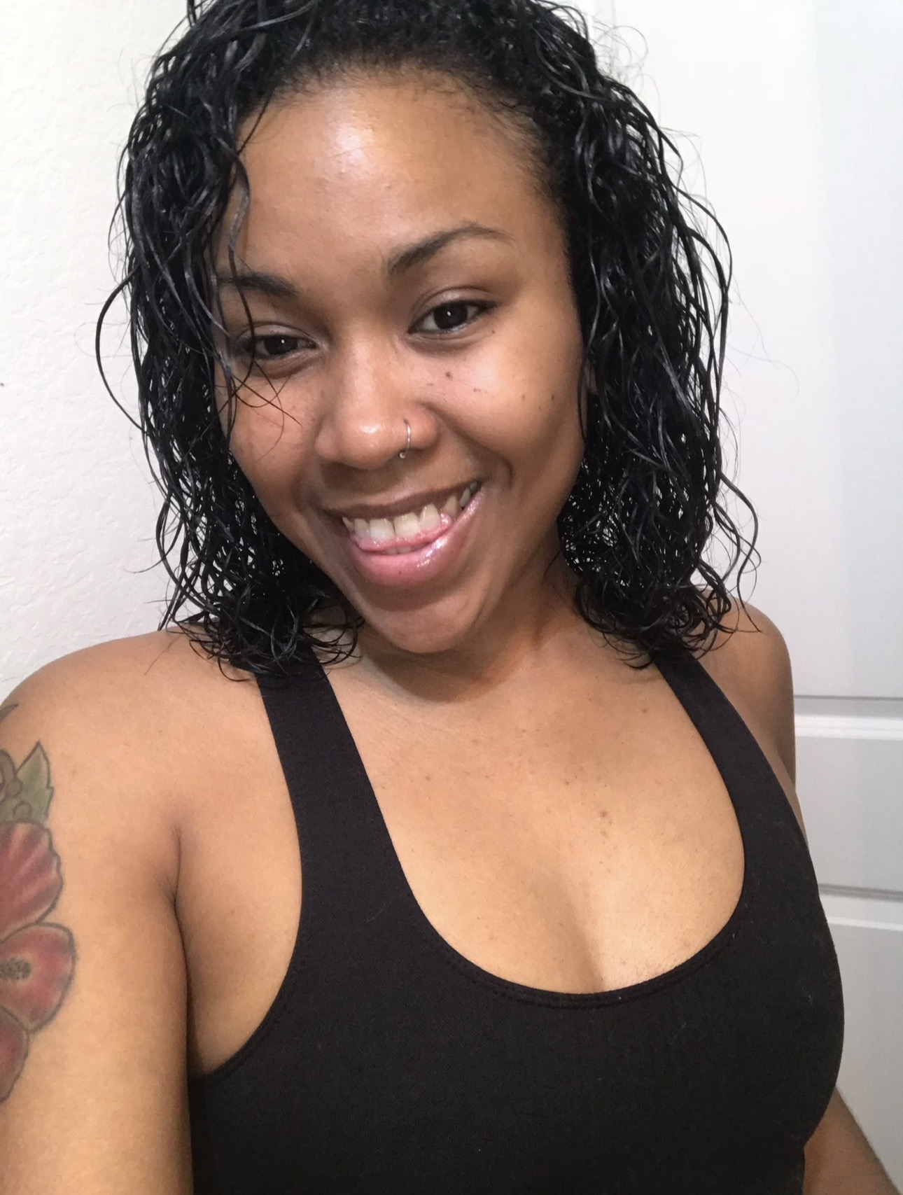 Wet natural hair during the early transition