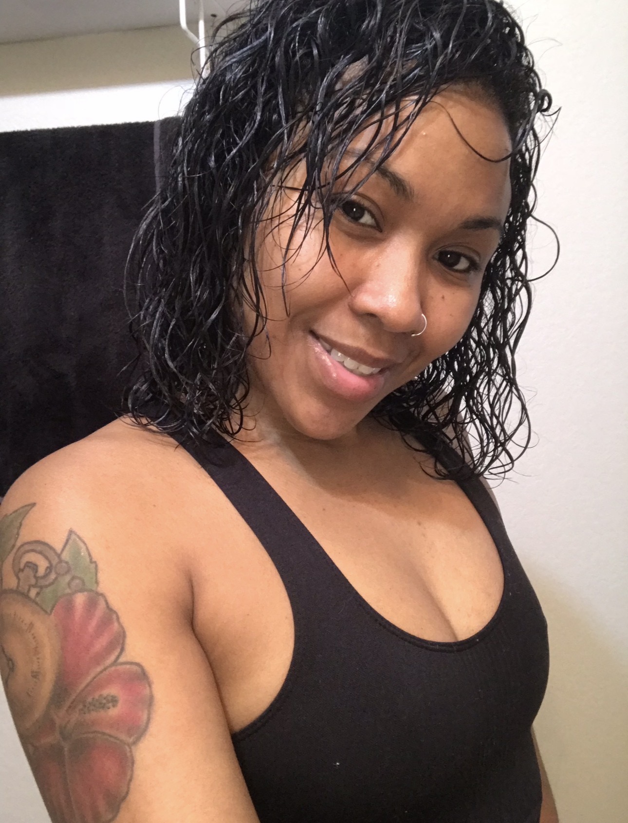 Wet natural hair during the early transition
