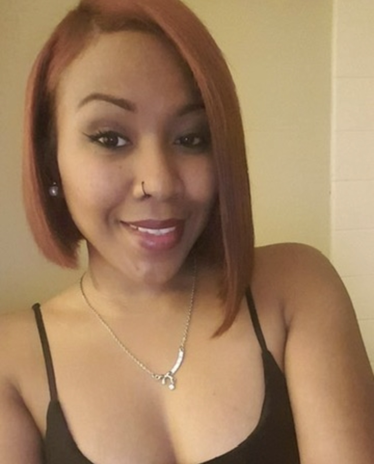 Auburn bob hairstyle from another angle